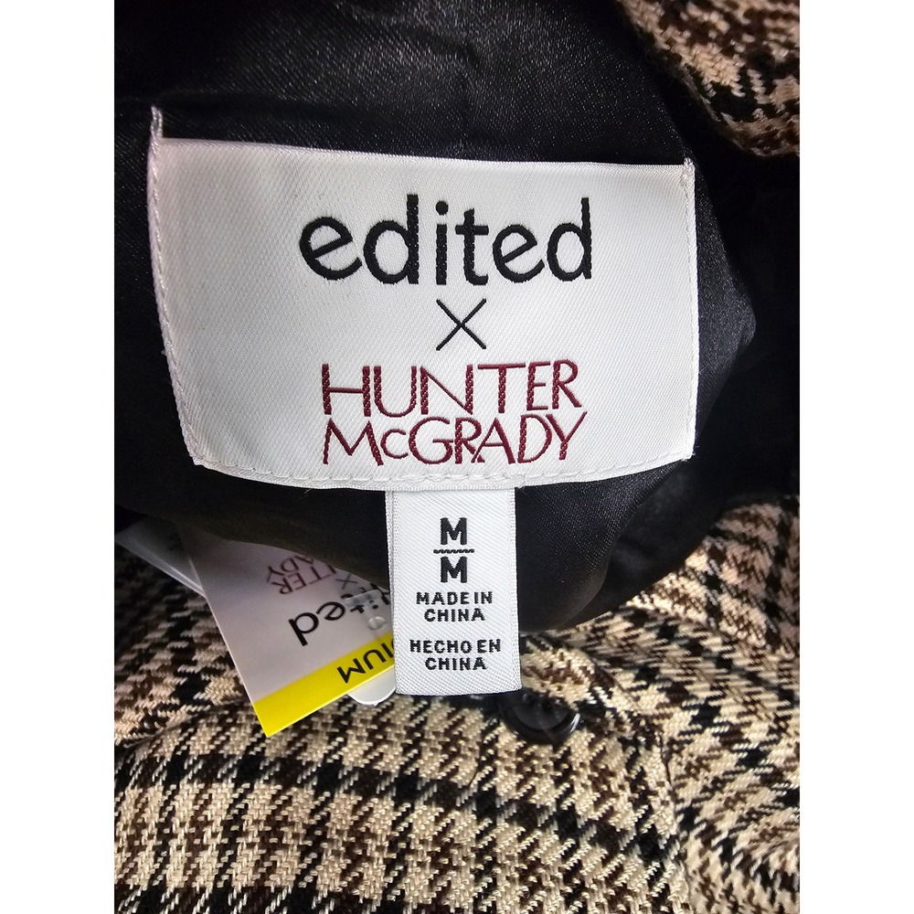 Hunter McGrady Womens Check Blazer Brown Rayon Blend Casual Size Medium - Picture 4 of 7